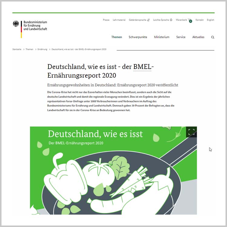 Deutschland, wie es isst - der BMEL-Ernährungsreport 2020