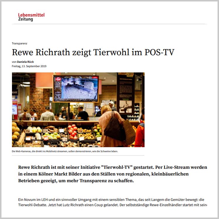 Lebensmittel-Zeitung REWE Richrath tierwohl.tv
